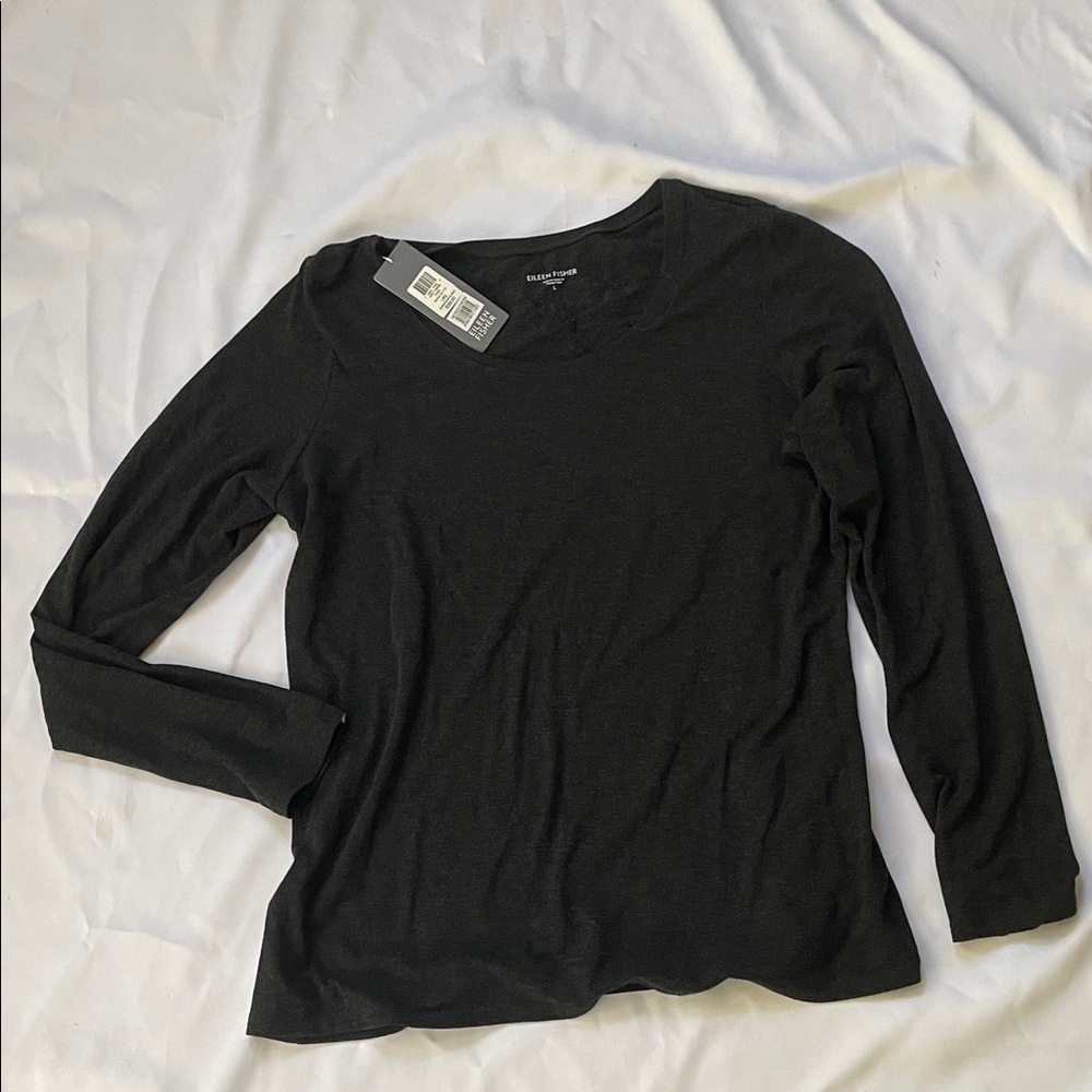 Eileen Fisher Women's Elegant Gray Long Sleeve Sweater